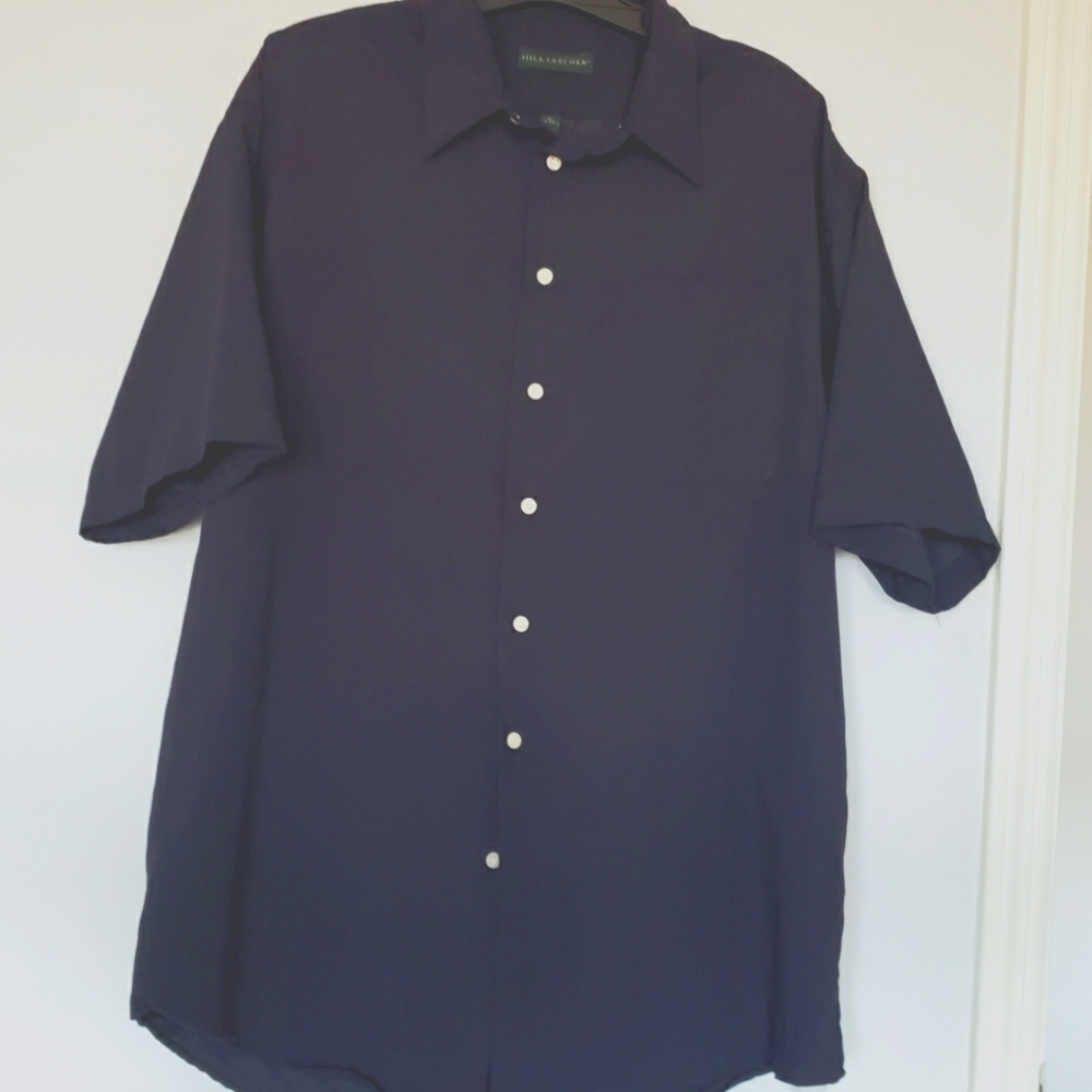 Hill & Archer  Navy Blue Men's Short Sleeve Shirt Neck 17 Size XL